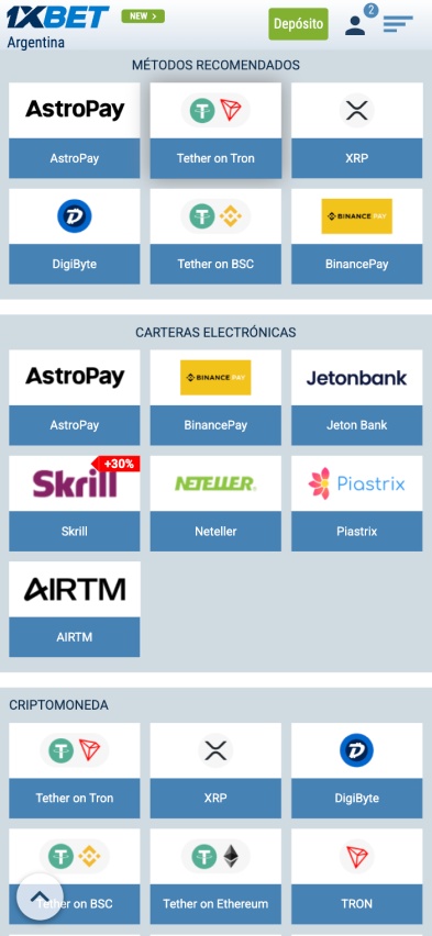 1xbet app p&aacute;gina de dep&oacute;sito