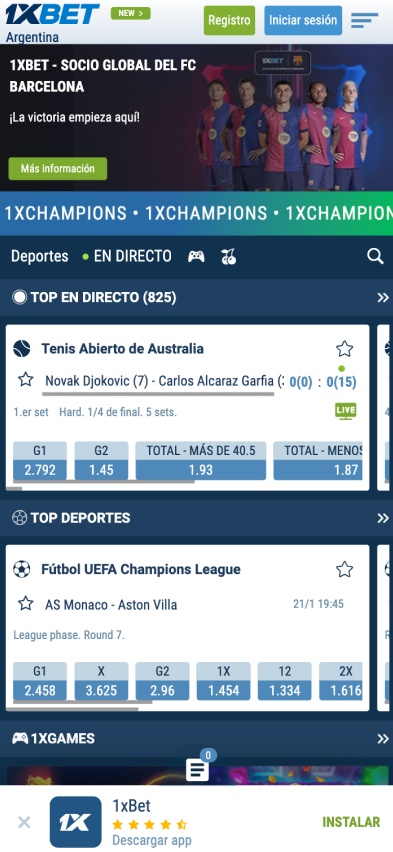 1xbet app p&aacute;gina principal